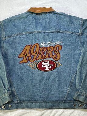 San Francisco 49ers Vintage Blue Denim Jacket by Pro Elite - Size XL